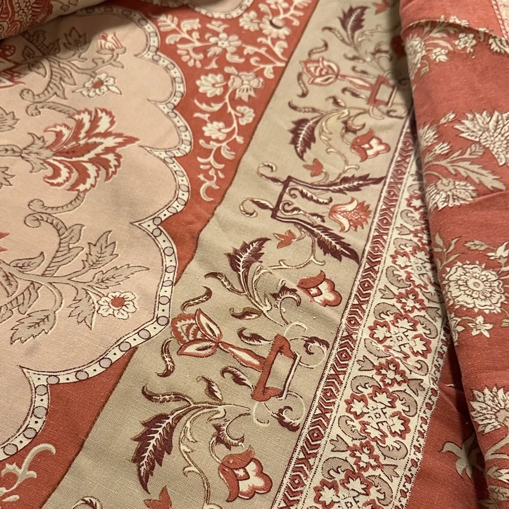 Pottery Barn King Duvet Tascha Palampore floral reversible, terracotta and Tan